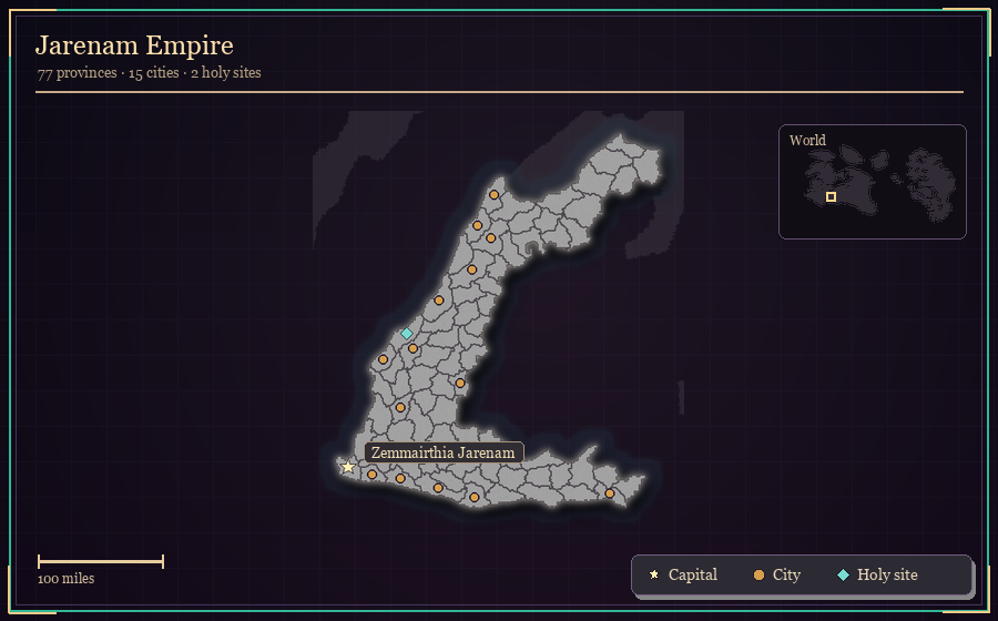 Map silhouette of Jarenam Empire
