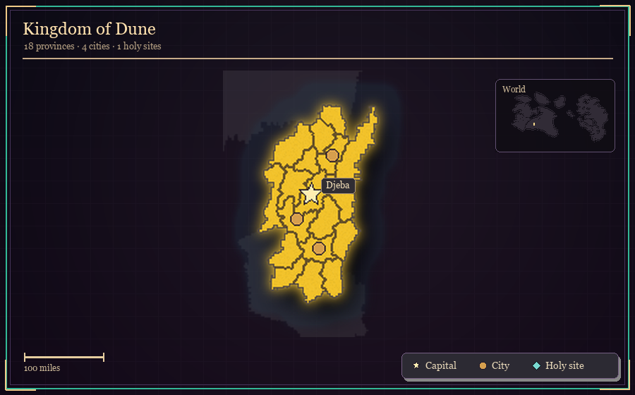 Map silhouette of Kingdom of Dune