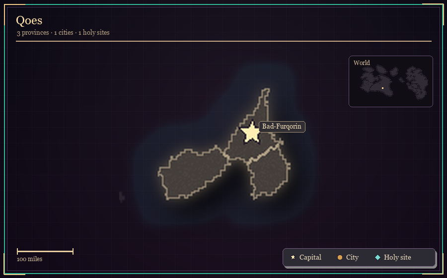 Map silhouette of the modern Qoes realm