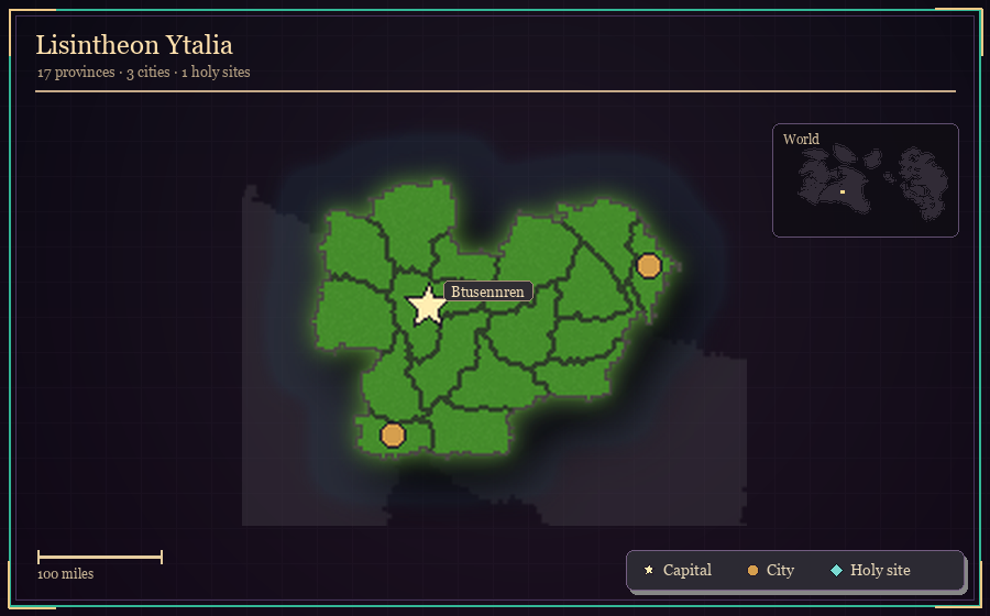 Map silhouette of Lisintheon Ytalia