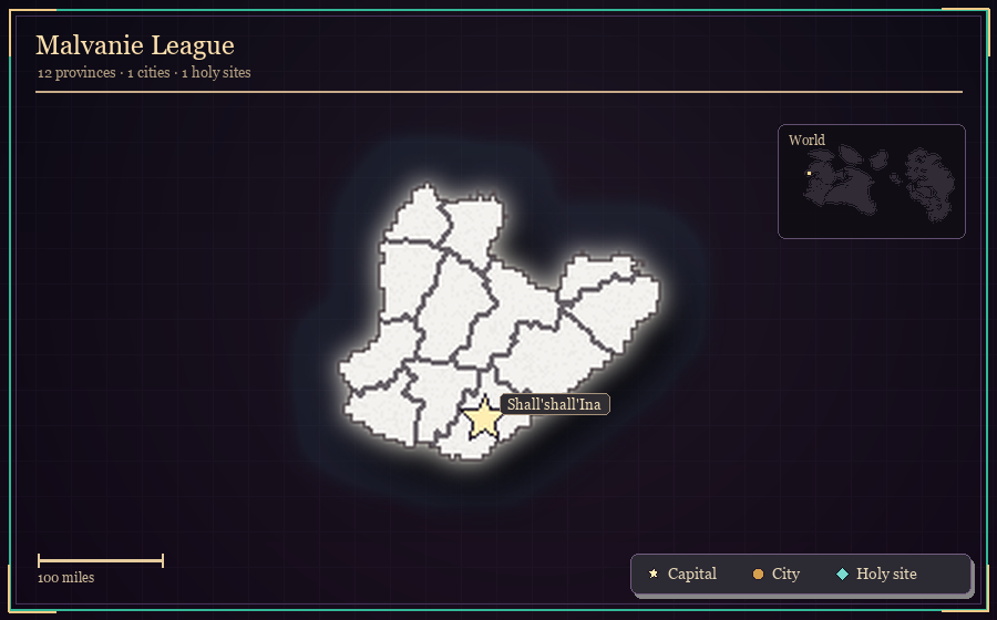 Map silhouette of Malvanie League