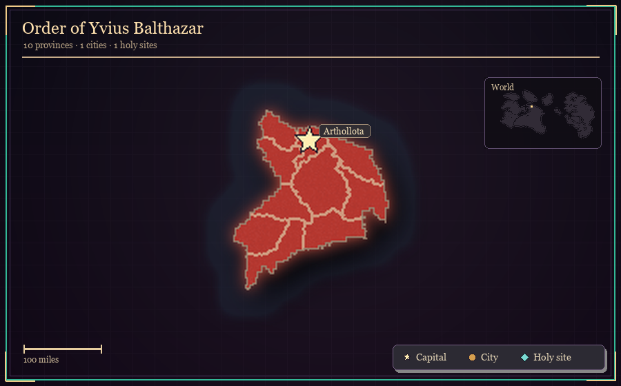 Map silhouette of Order of Yvius Balthazar