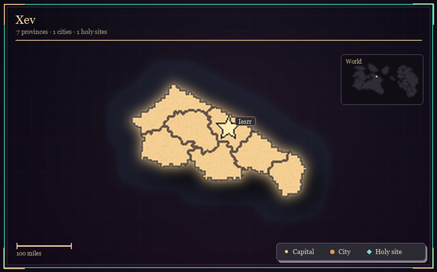 Map silhouette of Xev